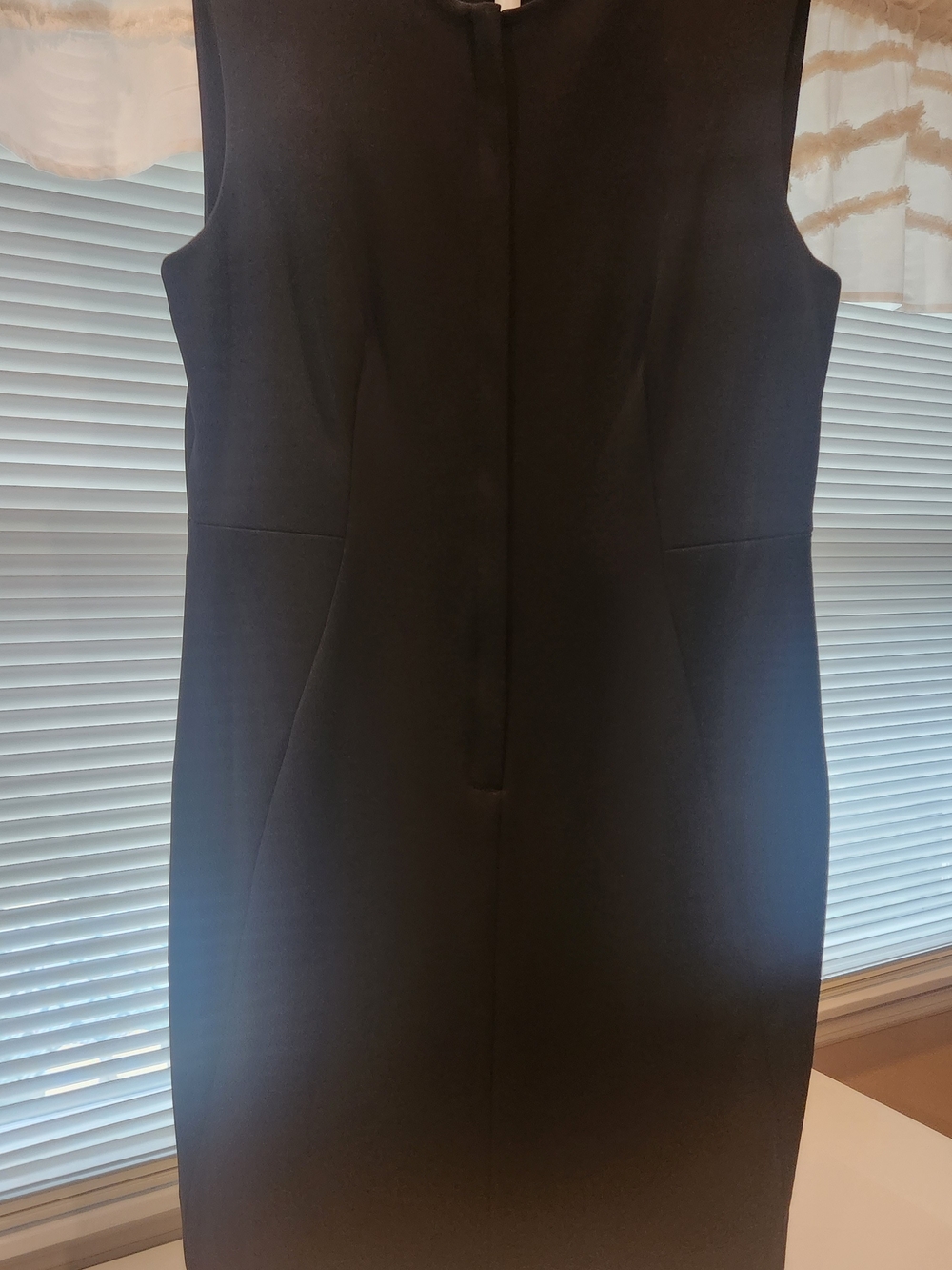 DKNY Black Sleeveless Midi Sheath Dress with Princess Seams
